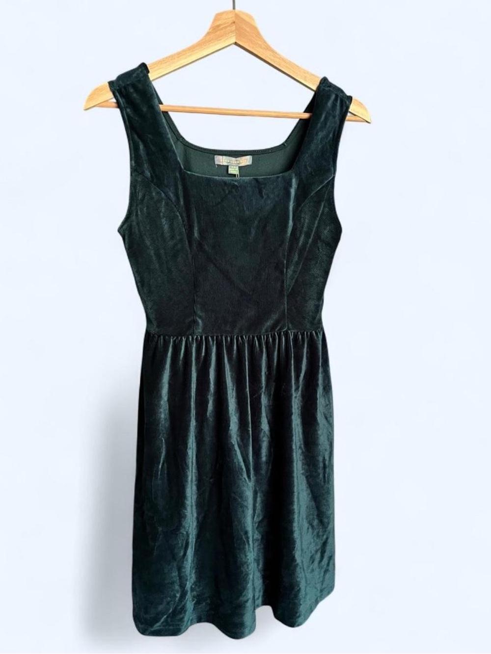 Good Luck Gem Velvet Sleeveless Dress - Dark Green